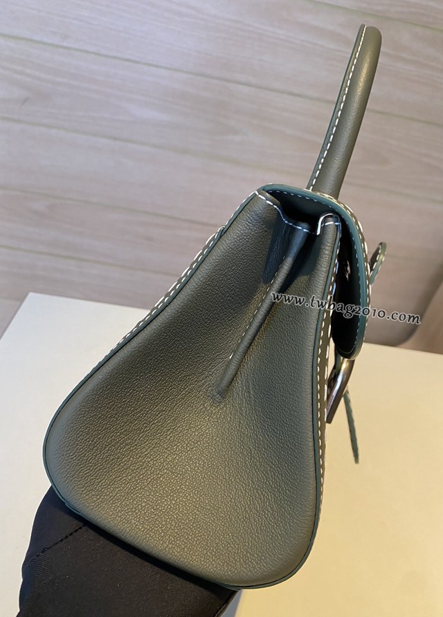 Delvaux專櫃新色軍綠色brillant手提包 德爾沃togo皮手縫蠟線大號女包 bxs1043